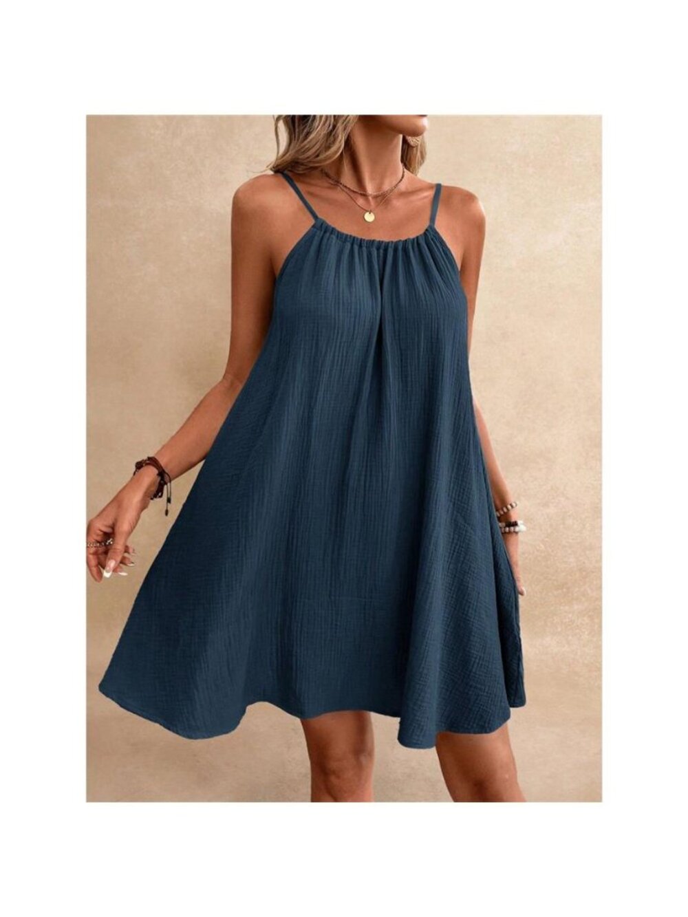 Casual Spaghetti Strap Gauze Dress